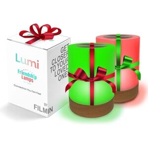 Lumi Friendship Lamps Set of 2 – WiFi Touch Long-Distance w/ Beech Wood Base
